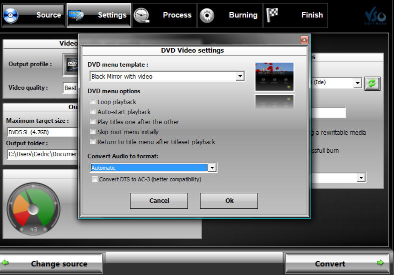 DVD video settings